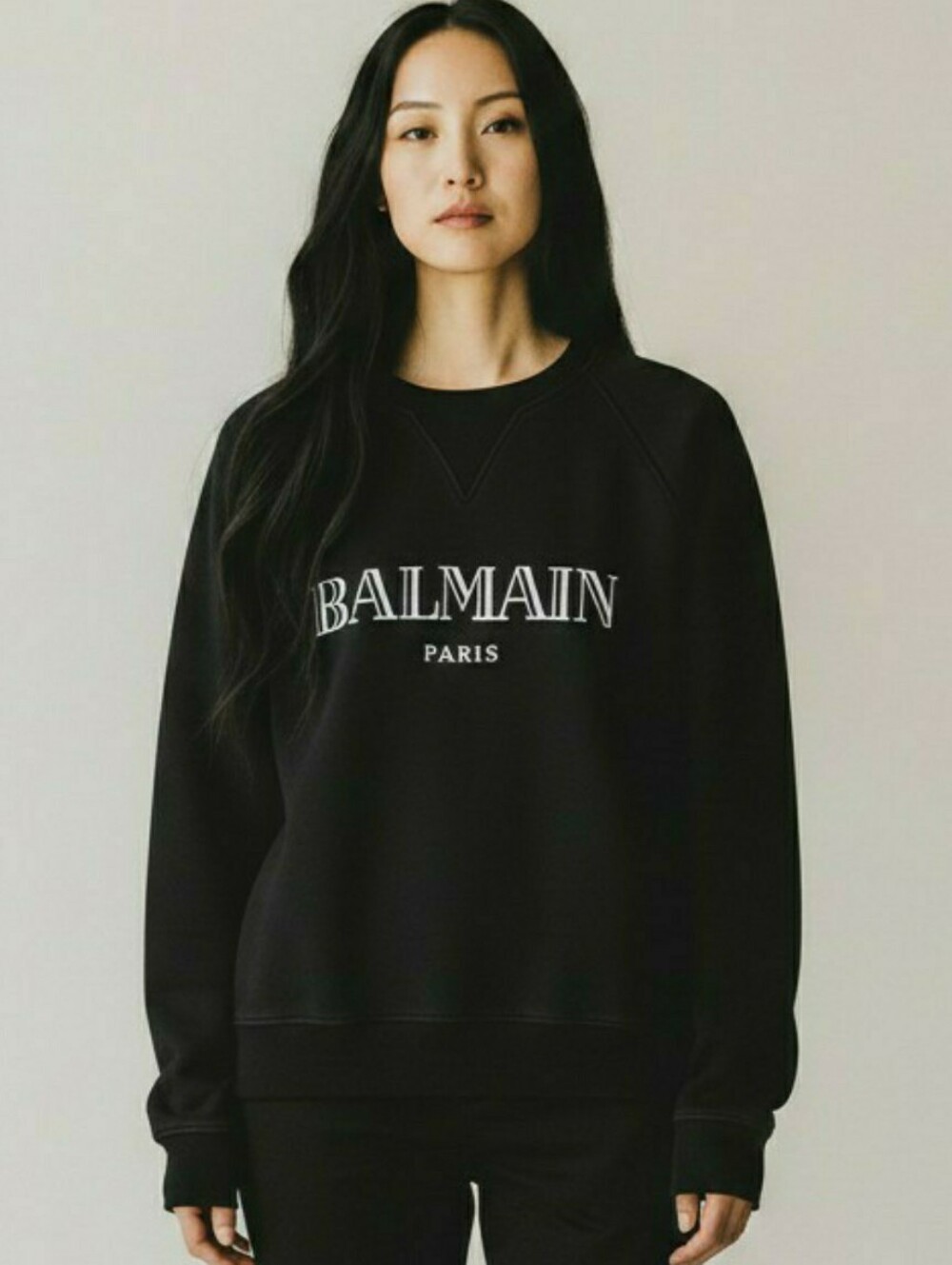 Balmain Paris Authentic Black Logo Crew Neck Sweatshirt Women's Size Medium